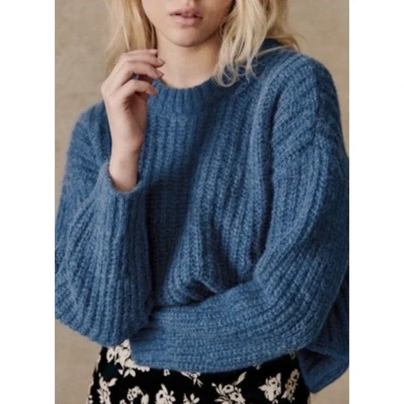 Sézane Jose Blue Jumper Sweater Sz M - Picture 1 of 12